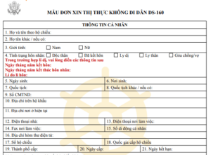 Mẫu đơn DS-160 bằng tiếng Việt - Lưu ý